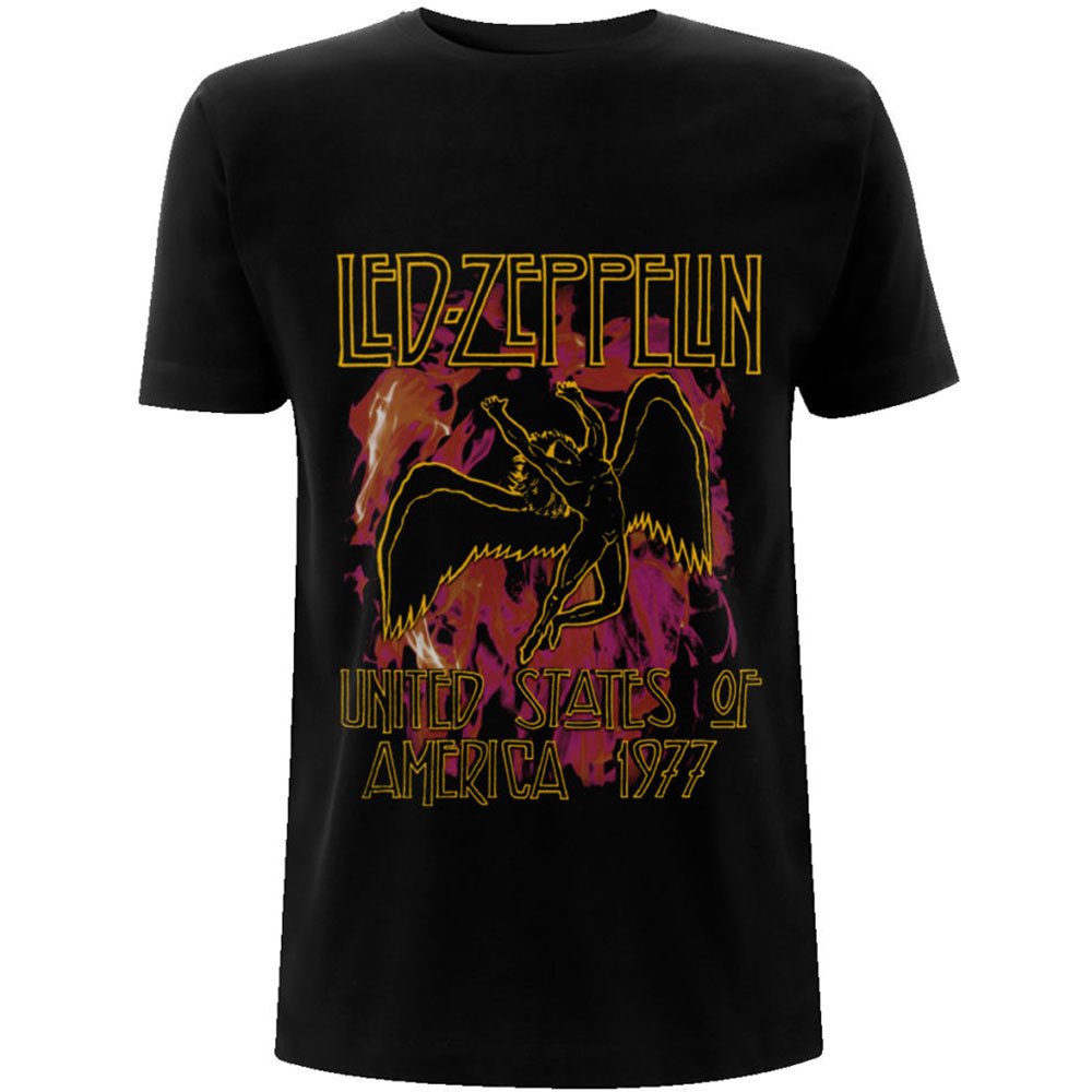 LED ZEPPELIN UNISEX TEE: BLACK FLAMES by Rock Off Trade