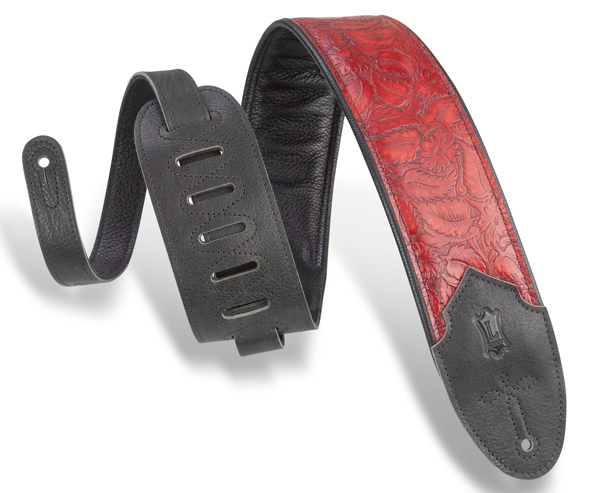 LEVY'S WESTERN Sundance Line Geranium Merlot Guitar Strap – M4WP - 003 by Levy's Leathers