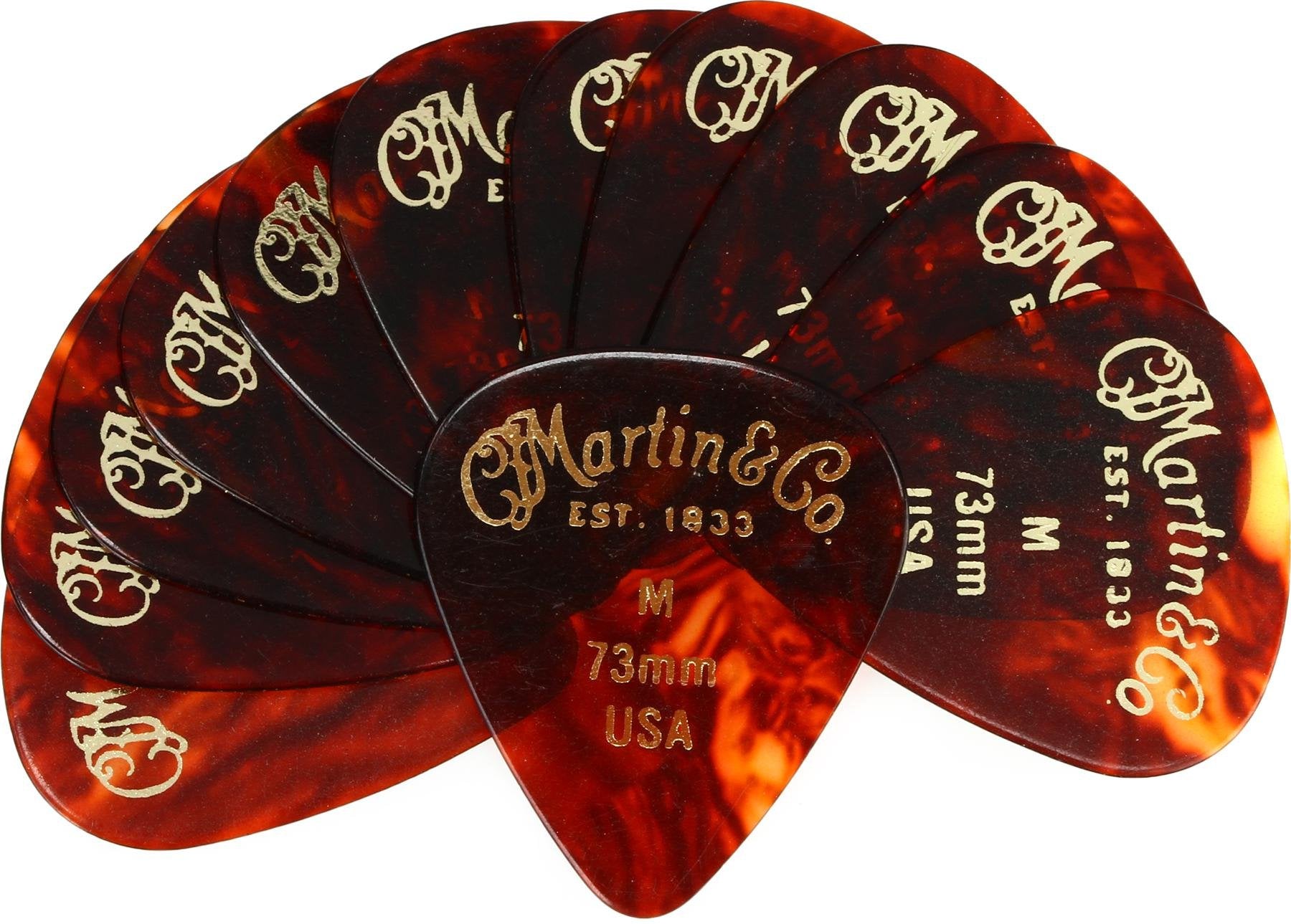 Martin 351 Picks Faux Tortoise, 12 Pack by Martin Guitar Co.