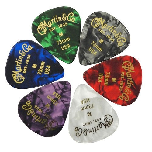 Martin & Co. Multi - Colour Pearloid Pick Set (6 Picks) by Martin Guitar Co.