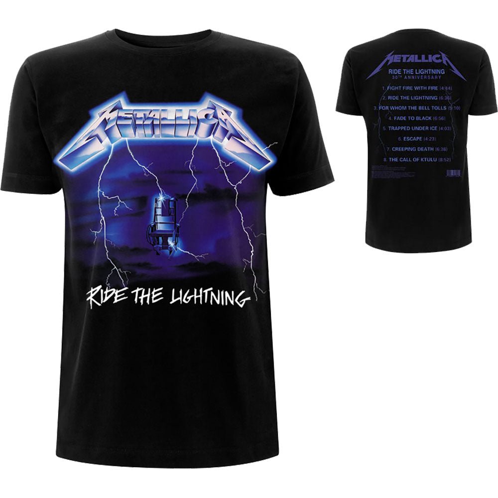 METALLICA UNISEX T - SHIRT: RIDE THE LIGHTNING TRACKS (BACK PRINT) by Rock Off Trade
