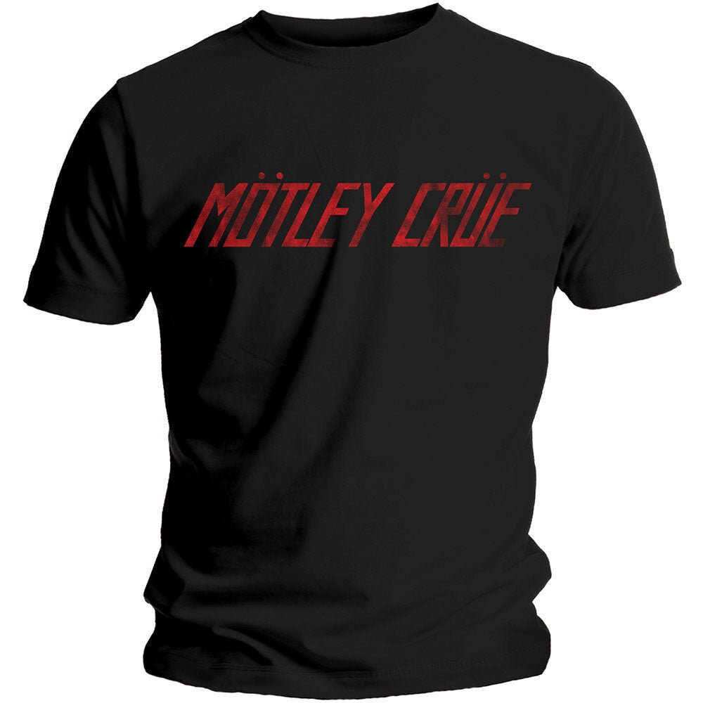 MOTLEY CRUE UNISEX TEE: DISTRESSED LOGO by Rock Off Trade