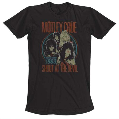 MOTLEY CRUE UNISEX TEE: VINTAGE WORLD TOUR by Rock Off Trade