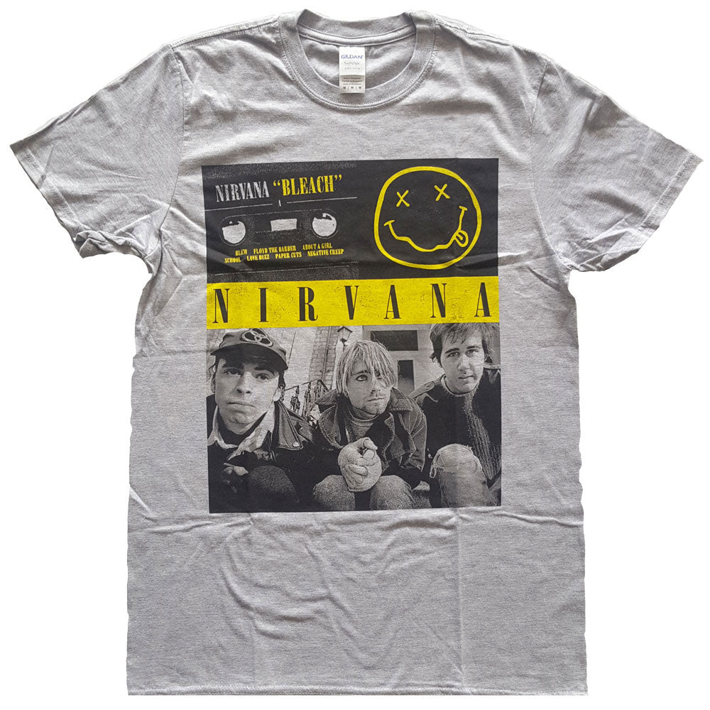 NIRVANA UNISEX TEE: BLEACH CASSETTES by Rock Off Trade