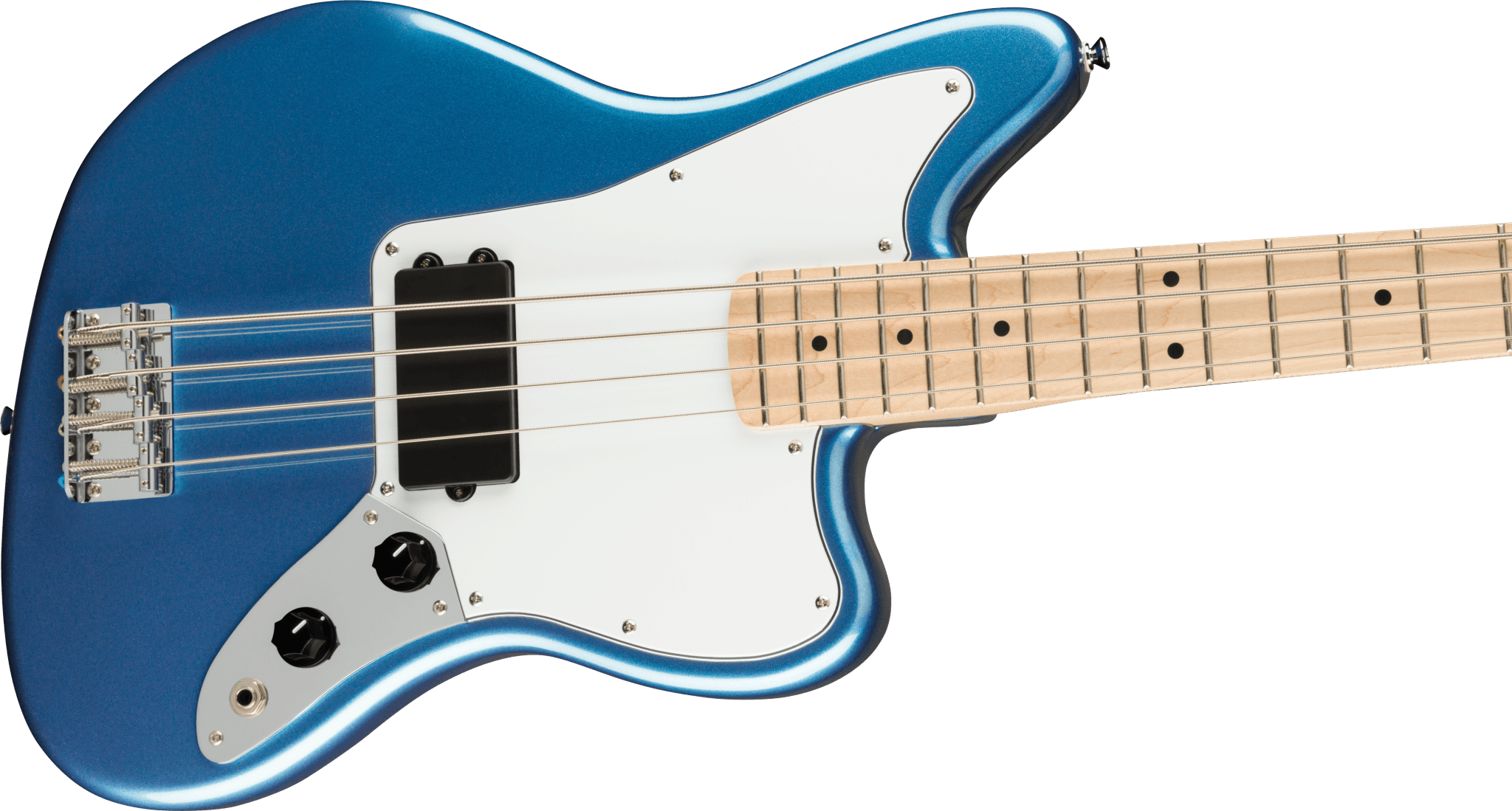 Squier Affinity Series™ Jaguar® Bass H, Maple Fingerboard, White Pickguard, Lake Placid Blue by FMIC