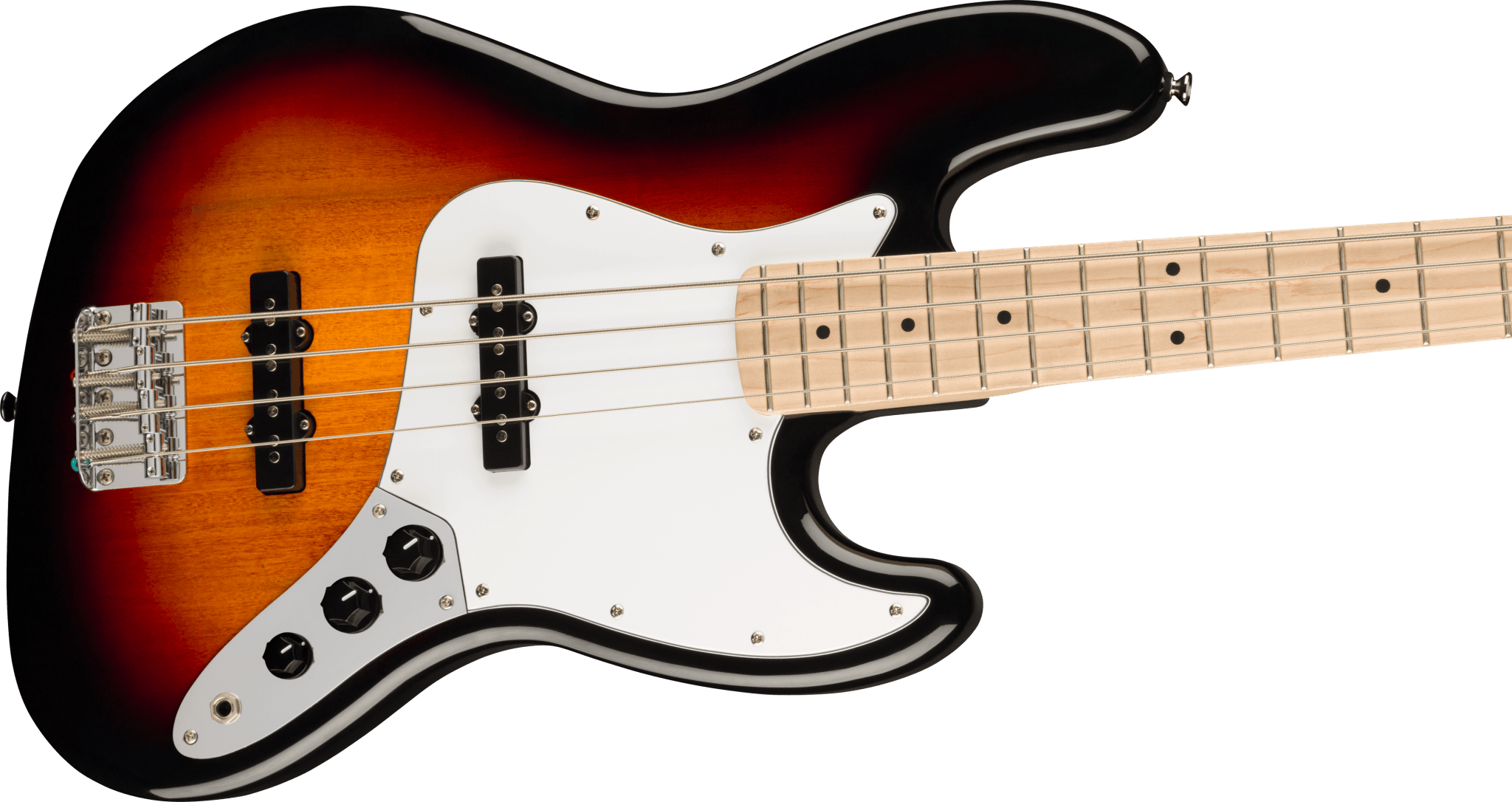 Squier Affinity Series Jazz Bass, Maple Fingerboard, White Pickguard, 3 - Color Sunburst by FMIC