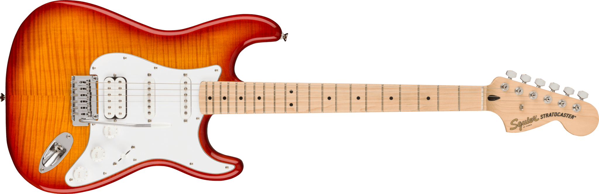 Squier Affinity Series™ Stratocaster® FMT HSS, Maple Fingerboard, White Pickguard, Sienna Sunburst by FMIC