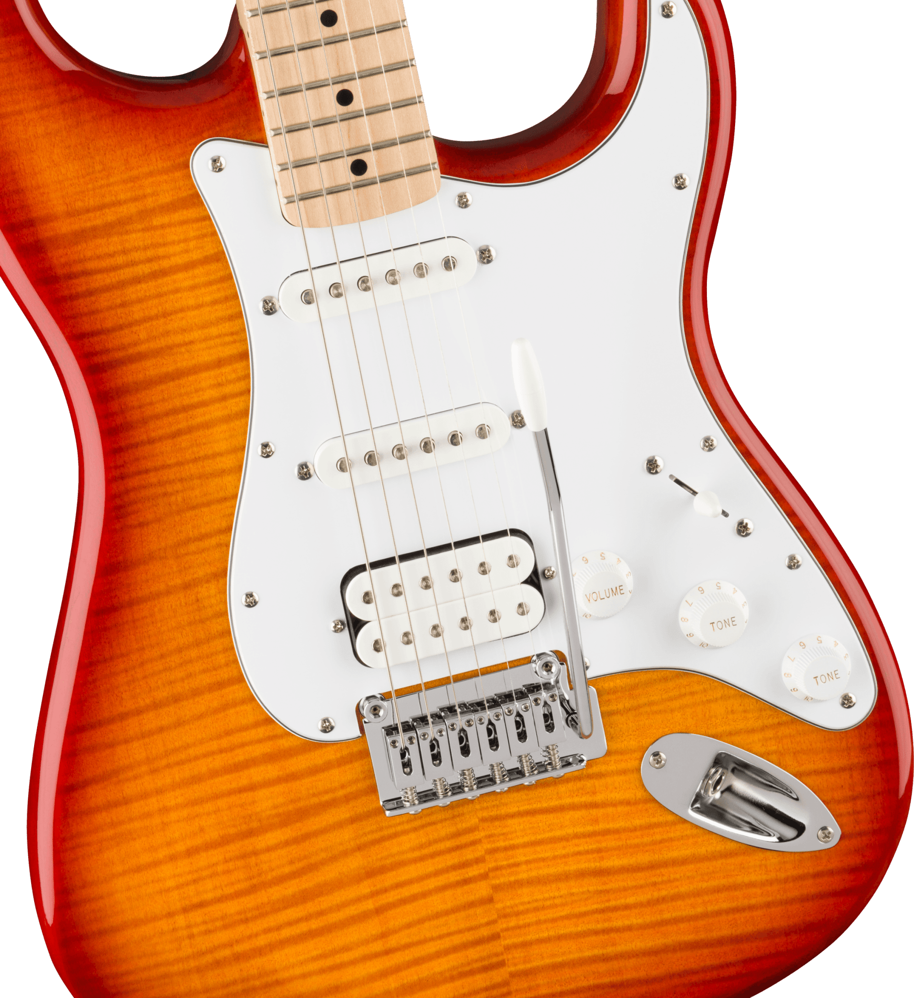 Squier Affinity Series™ Stratocaster® FMT HSS, Maple Fingerboard, White Pickguard, Sienna Sunburst by FMIC