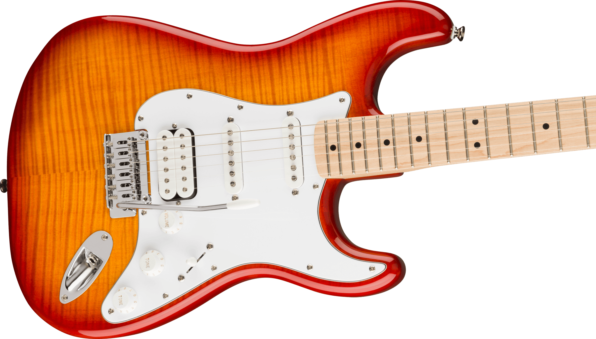 Squier Affinity Series™ Stratocaster® FMT HSS, Maple Fingerboard, White Pickguard, Sienna Sunburst by FMIC