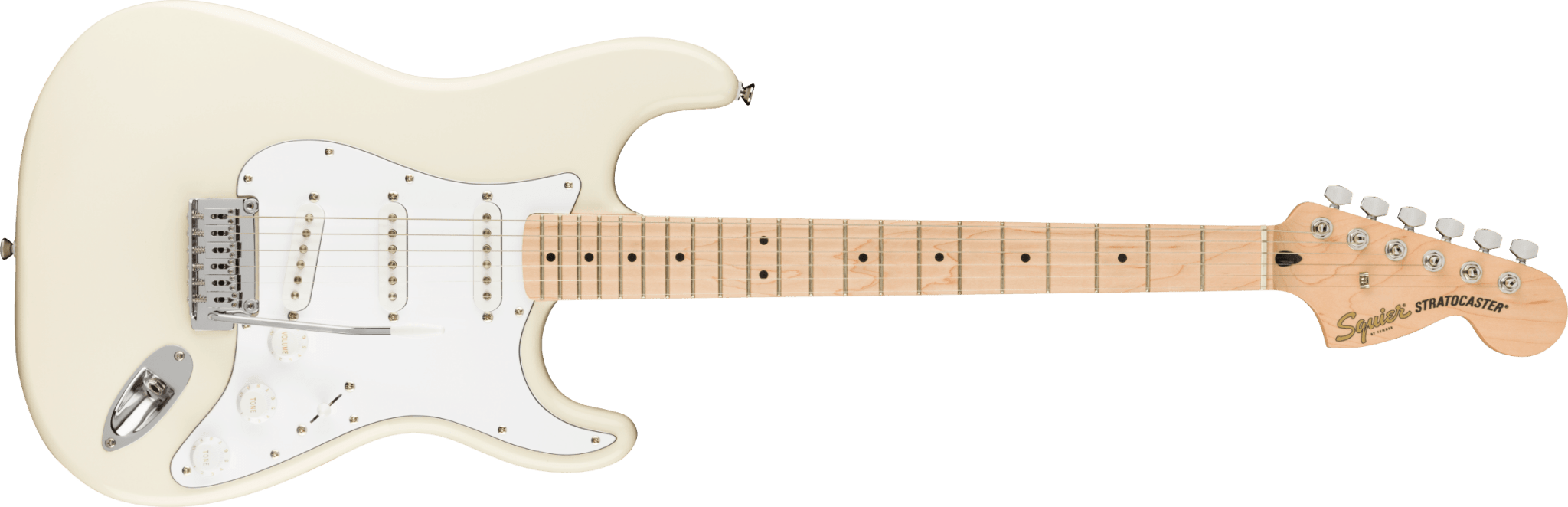 Squier Affinity Series™ Stratocaster®, Maple Fingerboard, White Pickguard, Olympic White by FMIC