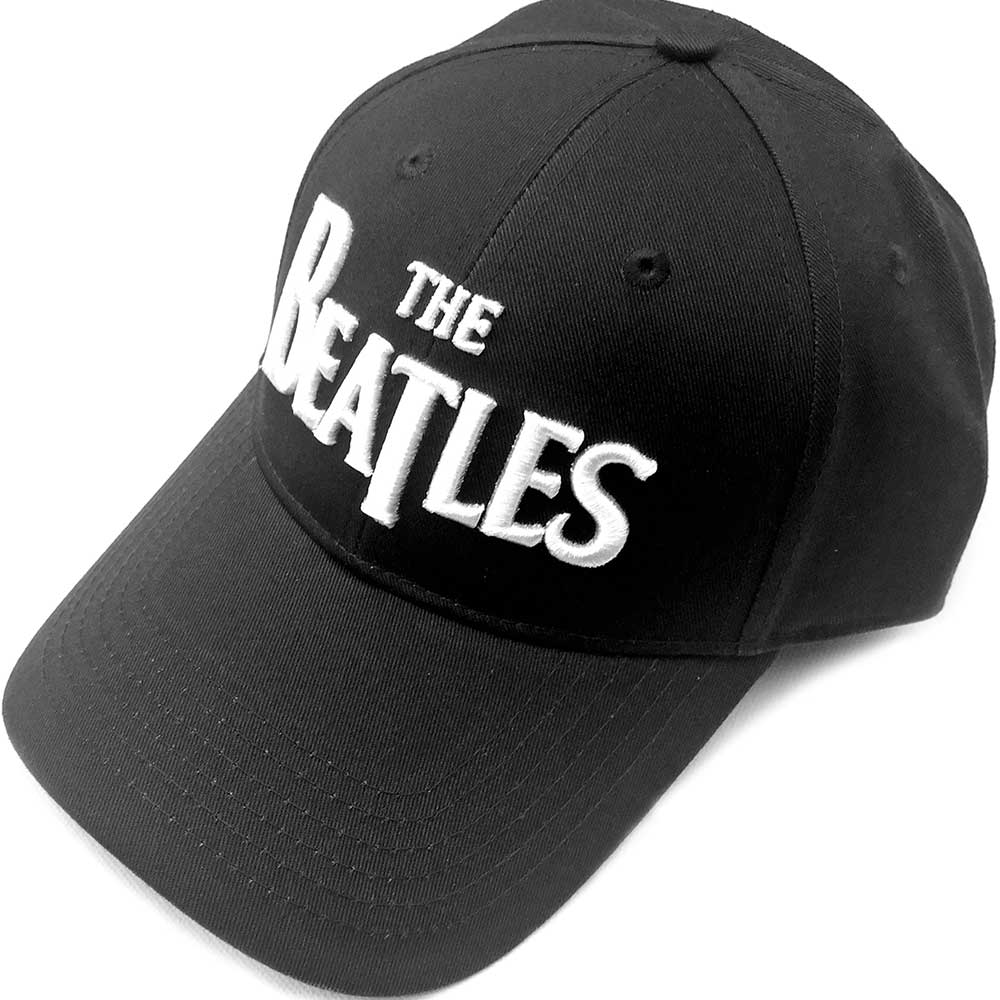THE BEATLES UNISEX BASEBALL CAP: WHITE DROP T LOGO by Rock Off Trade