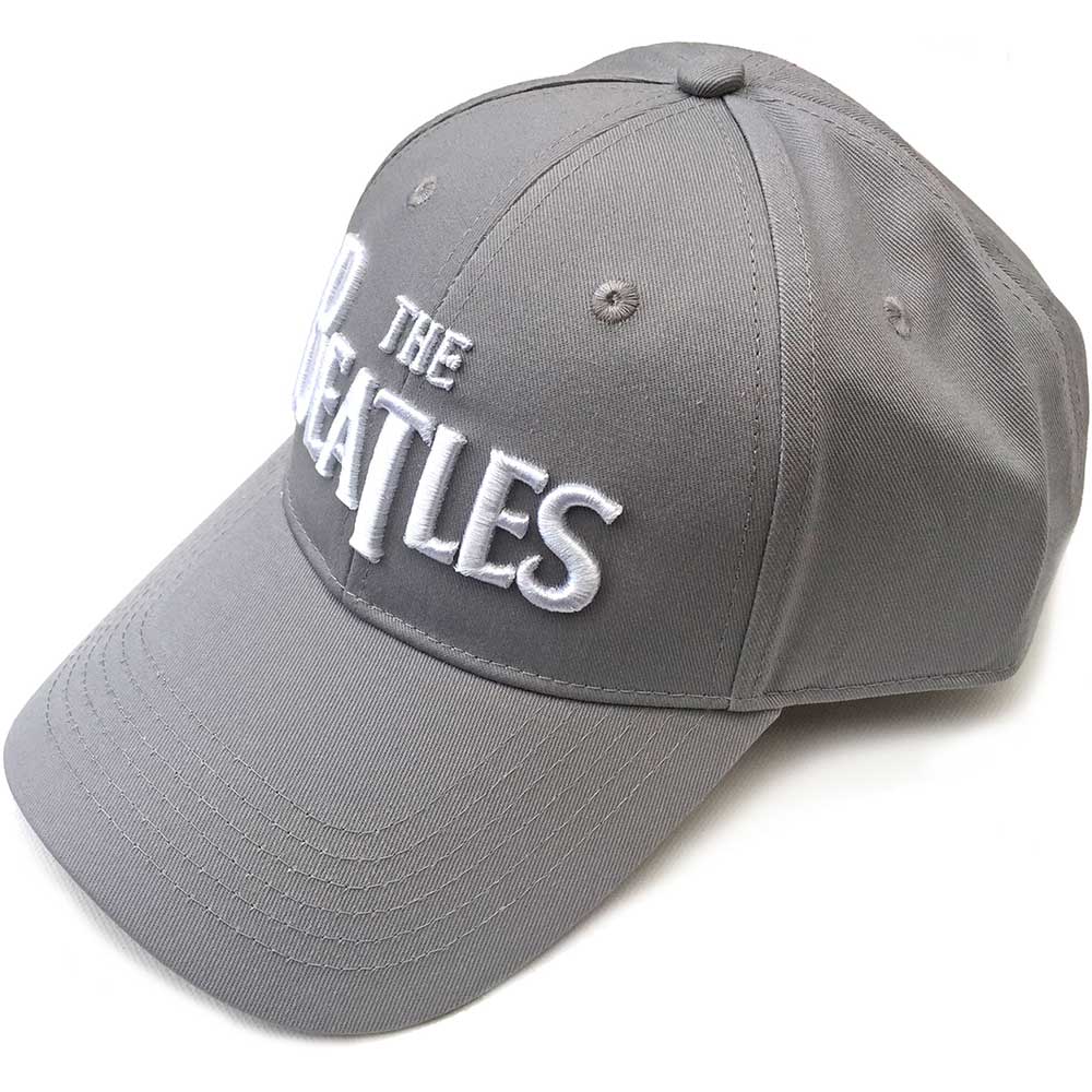 THE BEATLES UNISEX BASEBALL CAP: WHITE DROP T LOGO by Rock Off Trade