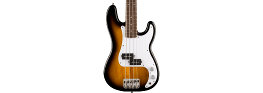Squier Mini Precision Bass®, Laurel Fingerboard, White Pickguard, 2-Color Sunburst
