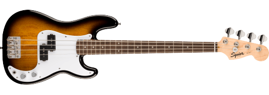 Squier Mini Precision Bass®, Laurel Fingerboard, White Pickguard, 2-Color Sunburst