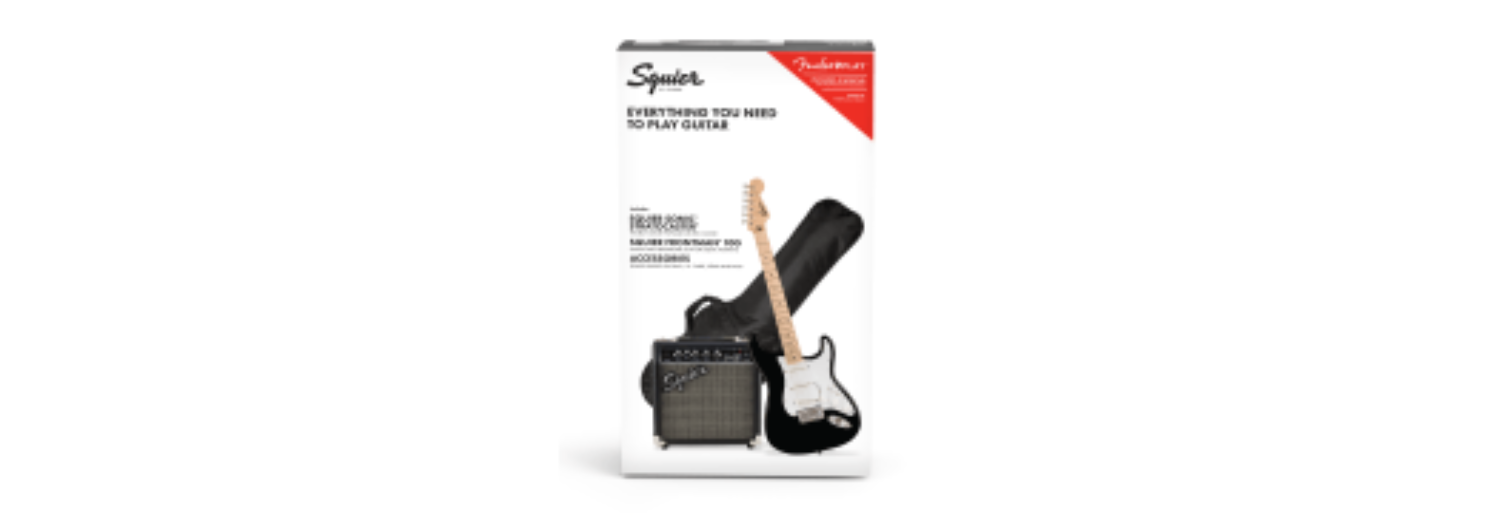 Squier Sonic™ Stratocaster® Pack, Maple Fingerboard, Black, Gig Bag, 10G - 120V