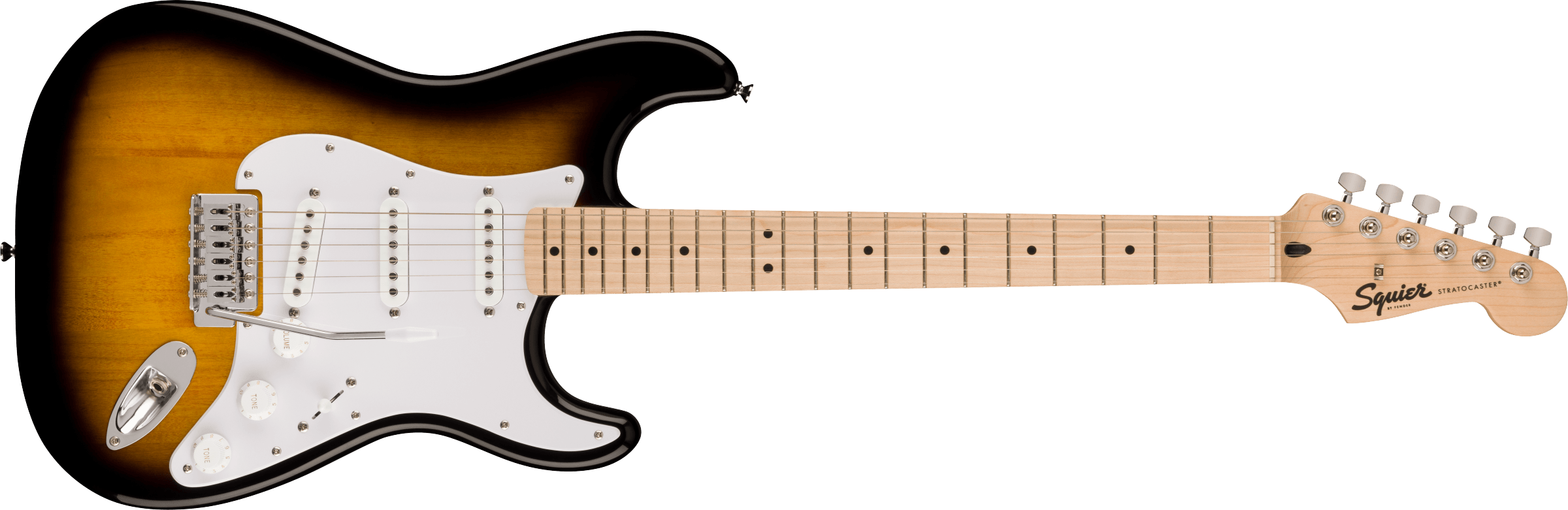 Squier Sonic™ Stratocaster®, Maple Fingerboard, White Pickguard, 2-Color Sunburst