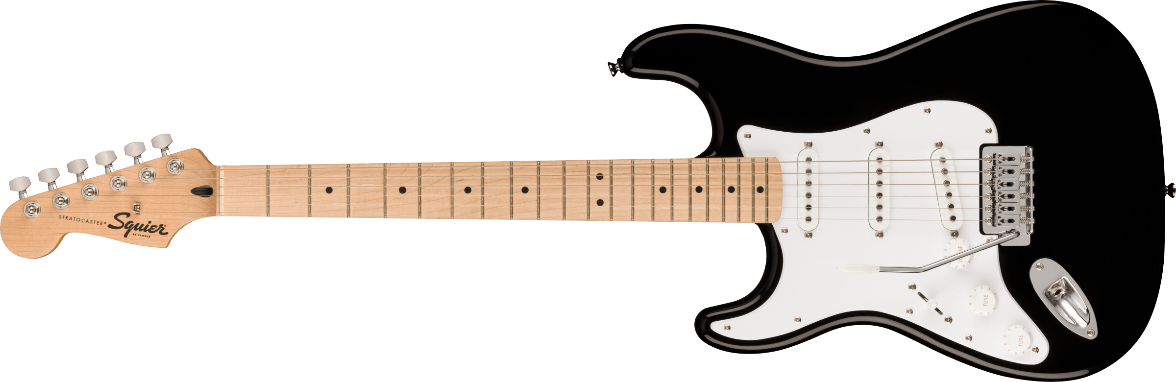 Squier Sonic™ Stratocaster® Left-Handed, Maple Fingerboard, White Pickguard, Black