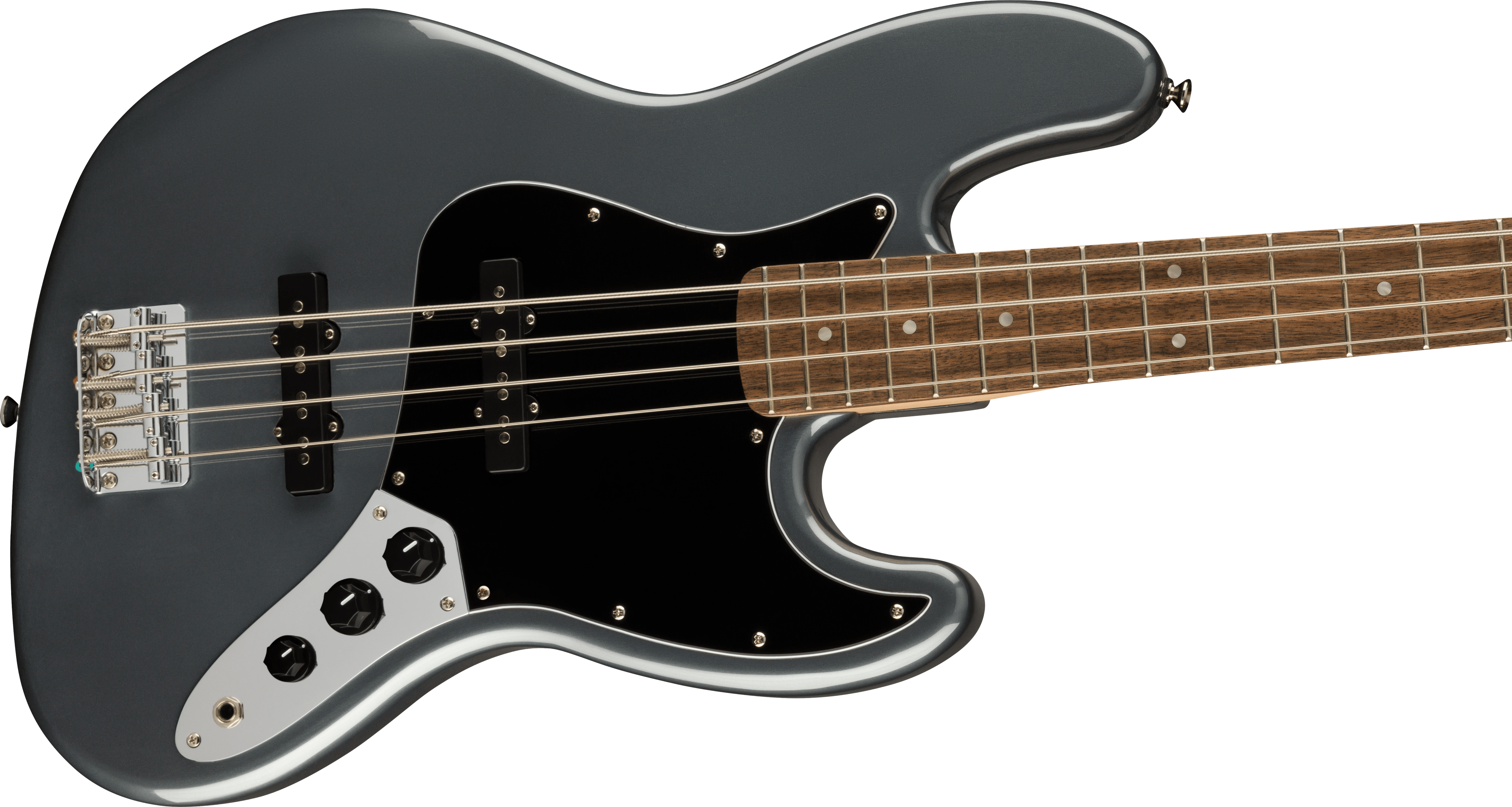 Squier Affinity Series Jazz Bass, Laurel Fingerboard, Black Pickguard, Charcoal Frost Metallic