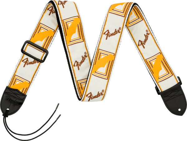 Fender 2'' WeighLess Monogrammed Strap - White/Black/Yellow