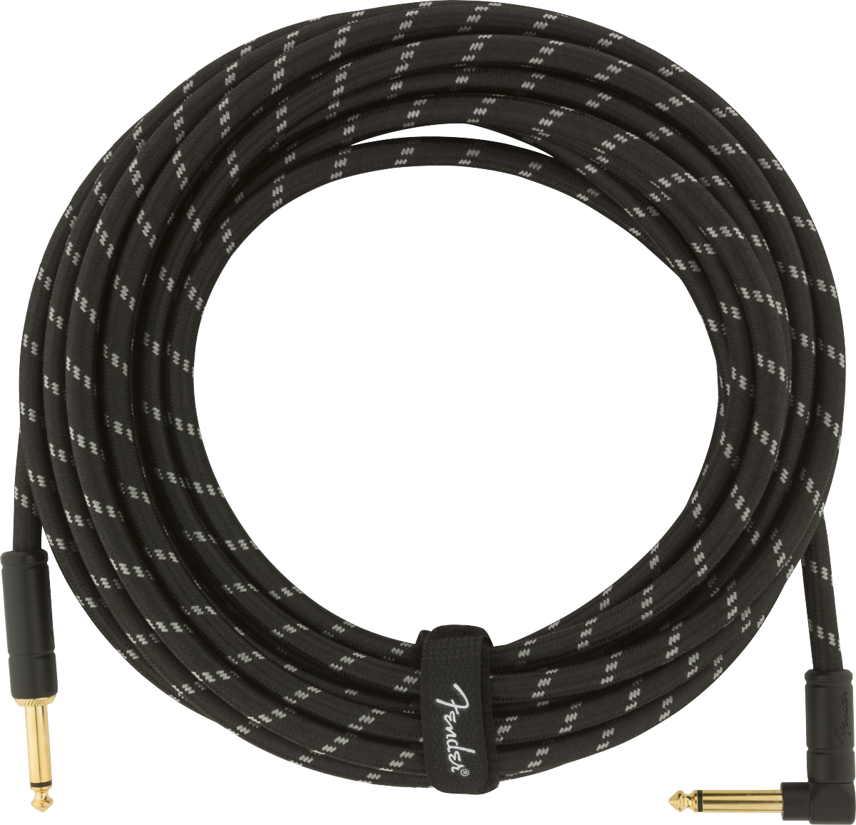 Fender Deluxe Series Instrument Cable, Straight/Angle, 25' Black Tweed