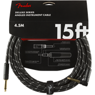 Fender Deluxe Series Instrument Cable, Straight/Angle, 15' Black Tweed