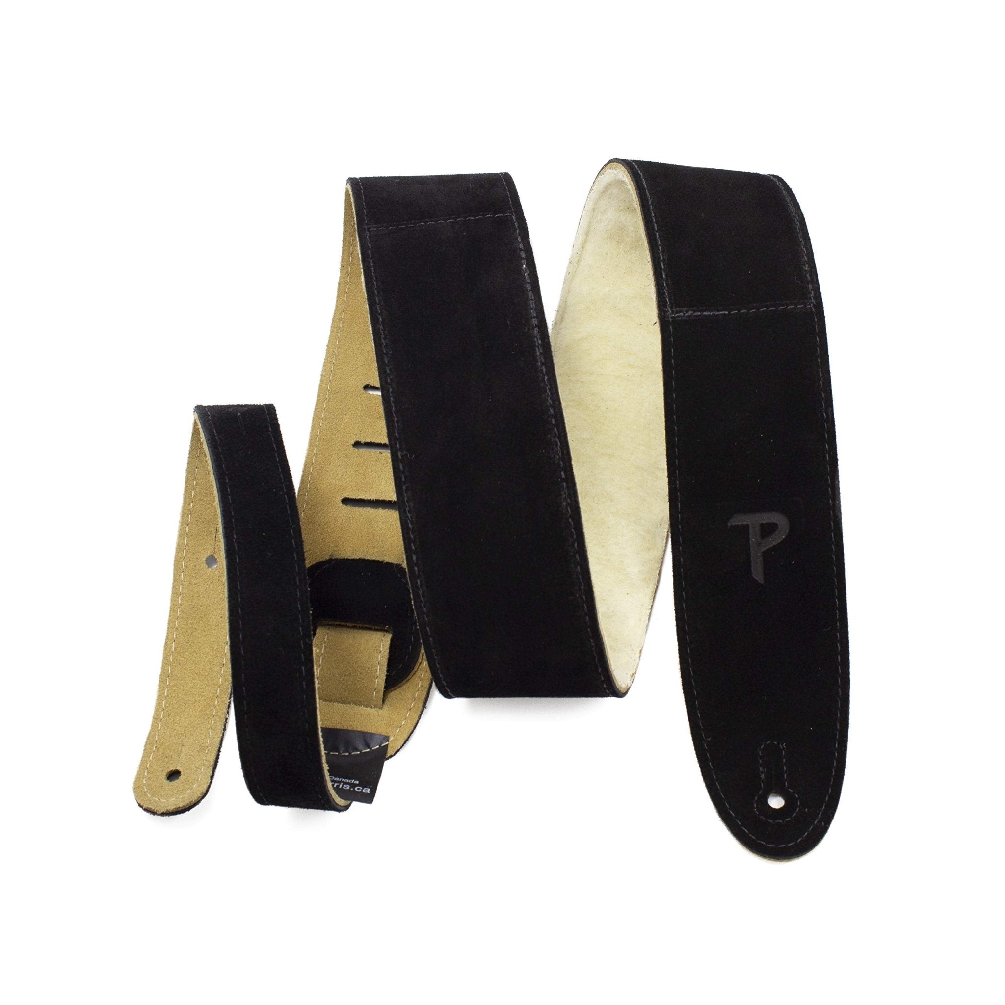 2.5" Soft Suede Guitar Strap w/Soft Backing & Furry Sheep Skin Pad by Perri's Leathers