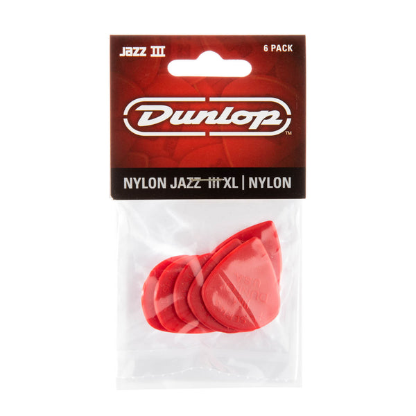Dunlop Red Nylon Jazz III Xl Guitar Pick (6/pack)