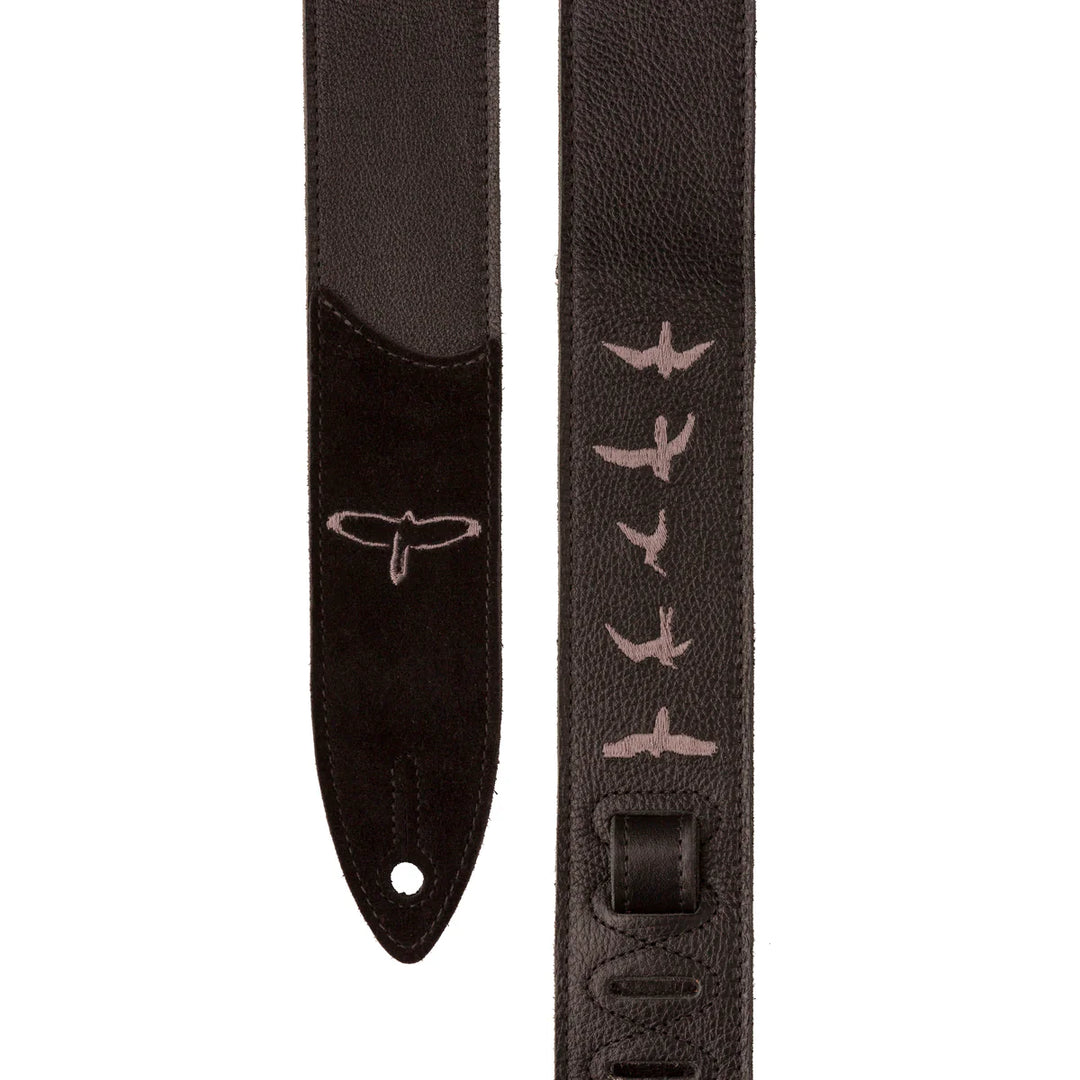 Paul Reed Smith PRS Premium Leather 2" Strap Embroidered Birds, Black