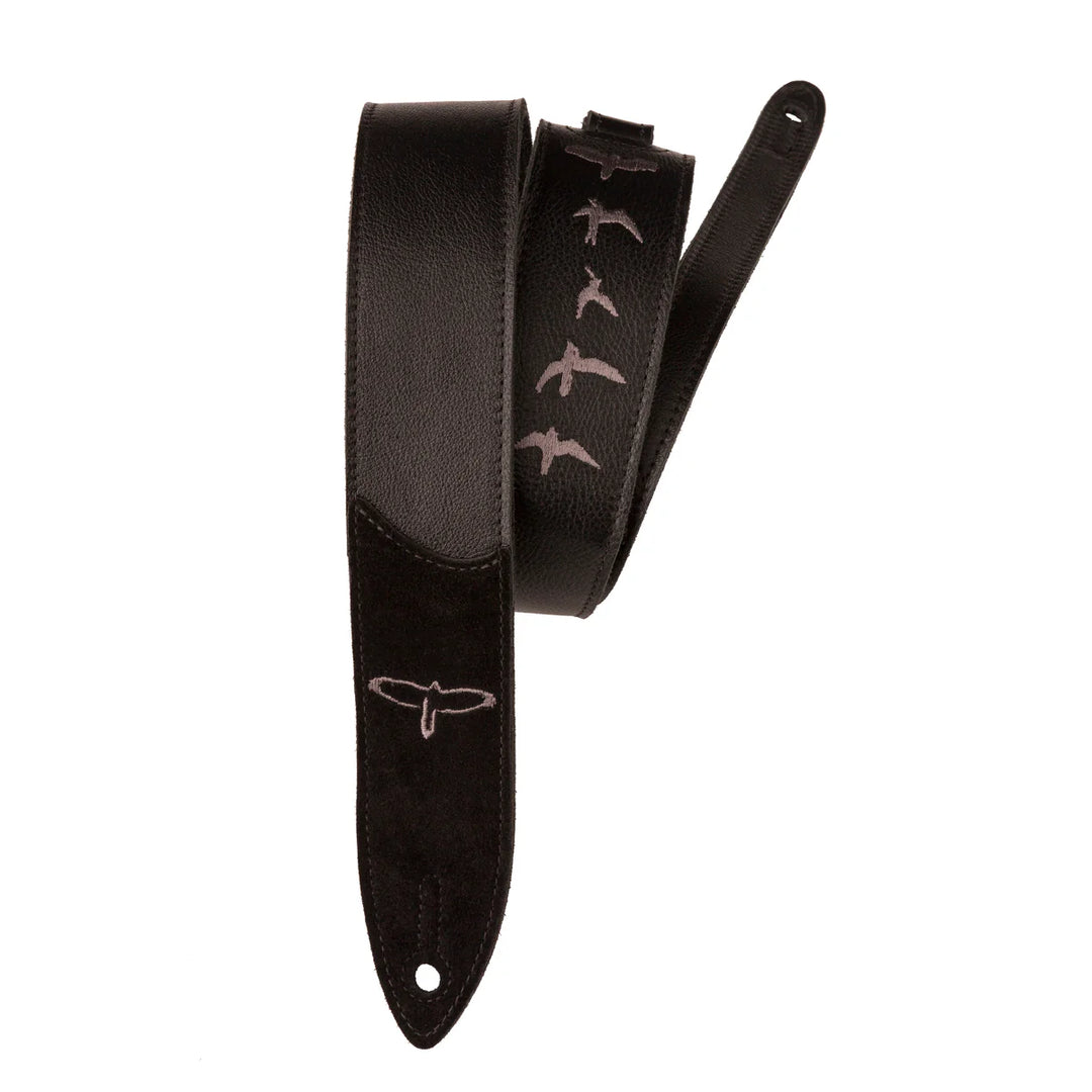 Paul Reed Smith PRS Premium Leather 2" Strap Embroidered Birds, Black