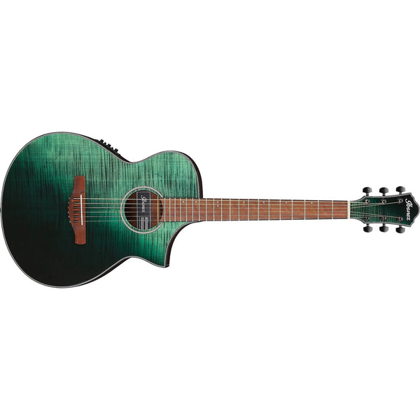 Ibanez AEWC32FM Acoustic Guitar, Dark Green Sunset Fade