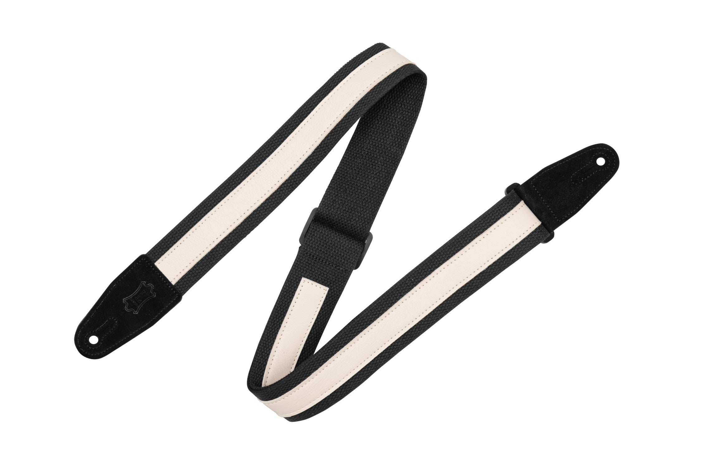 Levy's 2" Black Cotton Combo Strap with 1" Creme Leather Strip