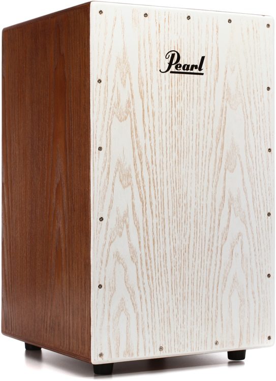 Pearl Ash Wood Cajon with Bag - Brown Lacquer with White Faceplate