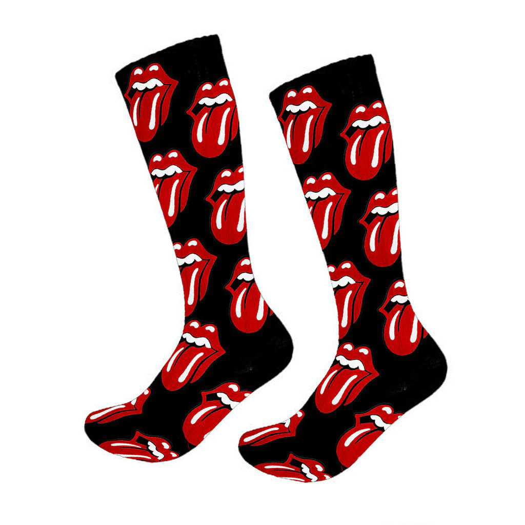 THE ROLLING STONES ALL OVER RED TONGUES SOCKS, 1 PAIR