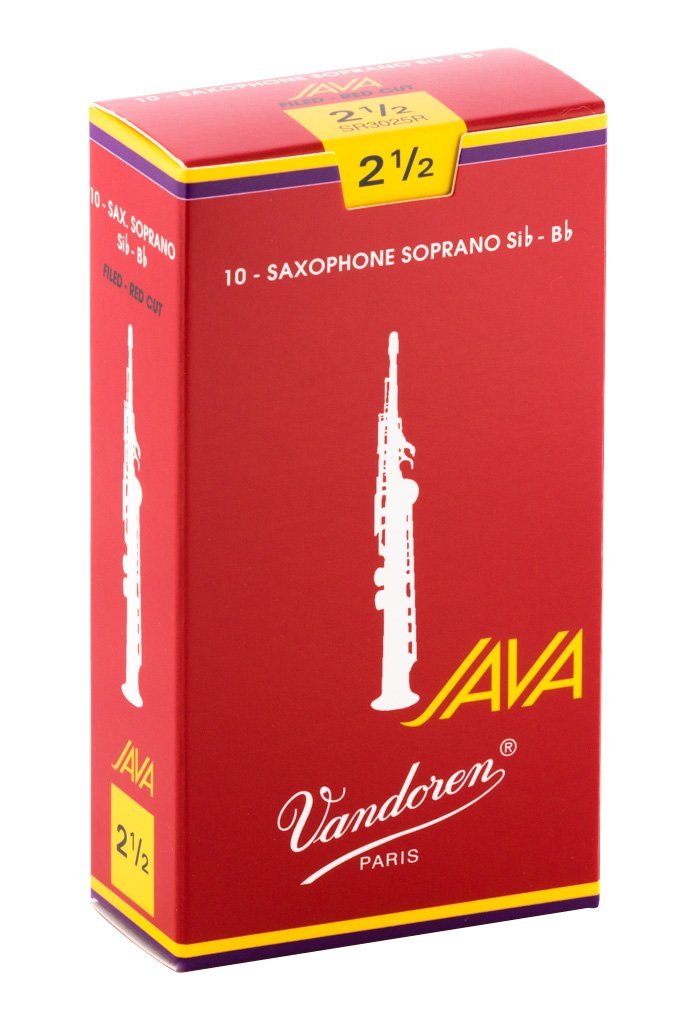 Vandoren Soprano Sax JAVA Red Reeds Strength 2.5, Box of 10