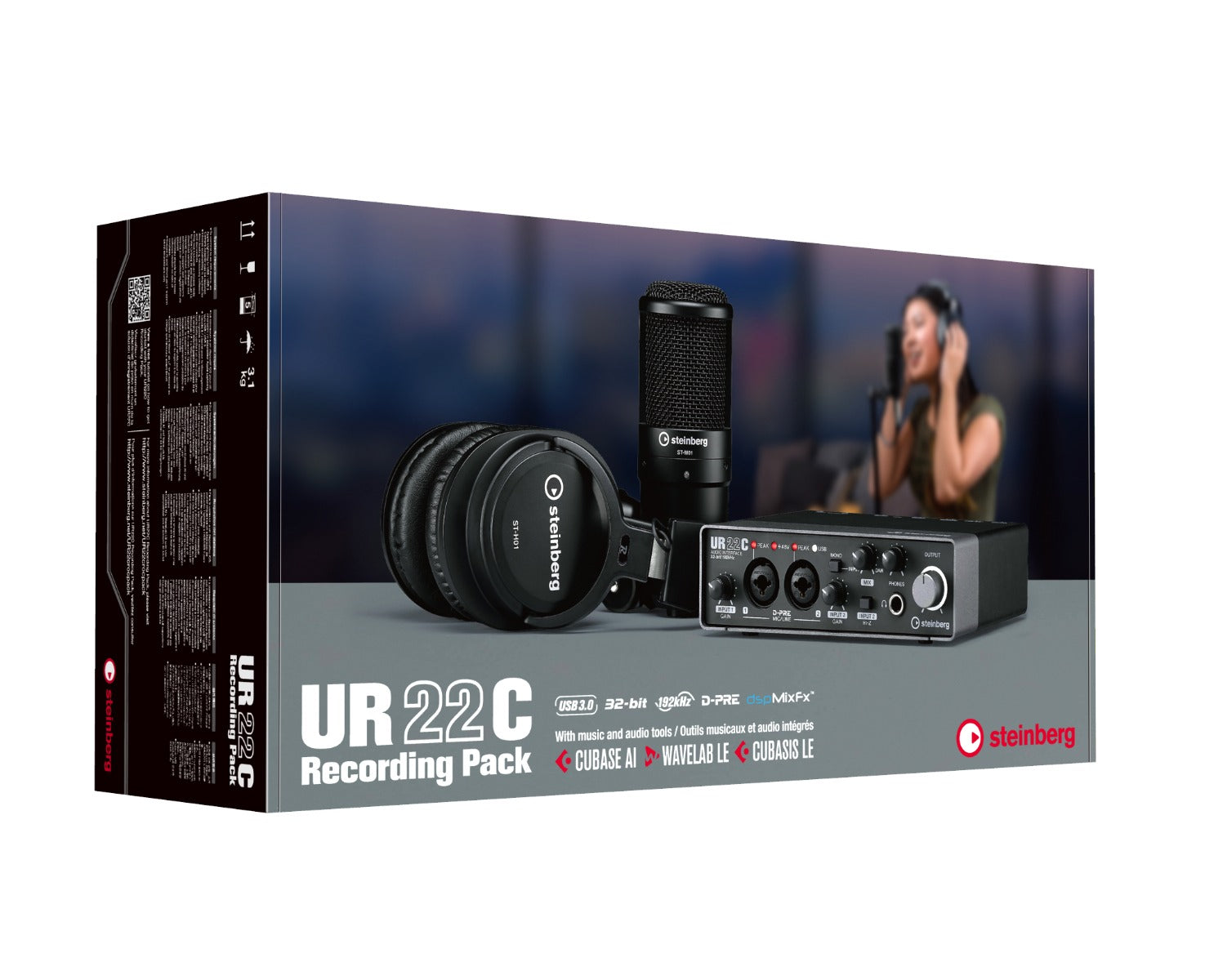 Steinberg UR22C USB Audio Interface, Studio Microphone and Headphones Recording Pack