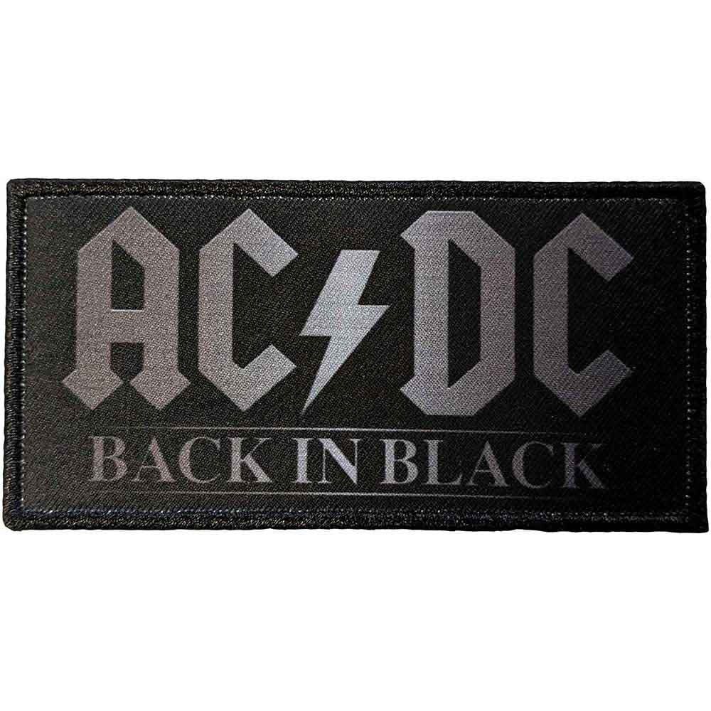 AC/DC STANDARD PRINTED PATCH: BACK IN BLACK by Rock Off Trade