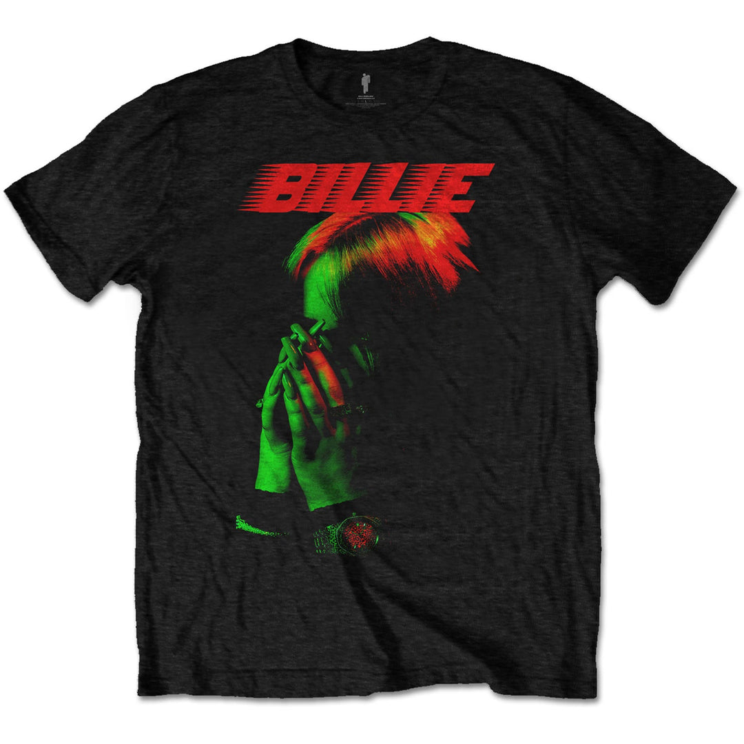 BILLIE EILISH UNISEX T - SHIRT: HANDS FACE by Rock Off Trade