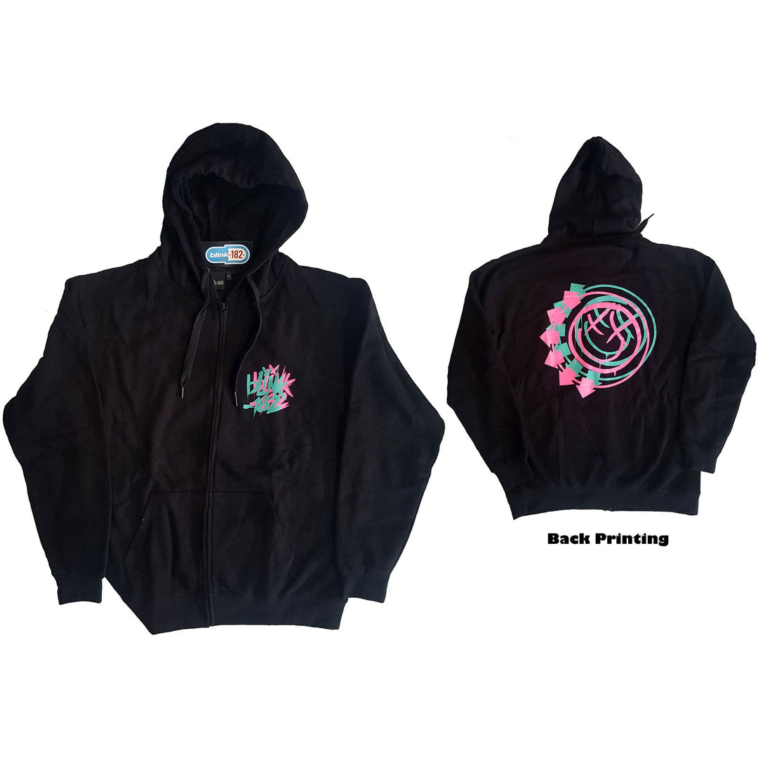 BLINK - 182 UNISEX ZIPPED HOODIE: DOUBLE SIX ARROW SMILE (BACK PRINT) by Rock Off Trade