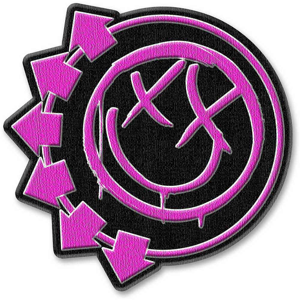 Blink - 182 Woven Patch Pink Neon Six Arrows Smile (Standard) by Rock Off Trade