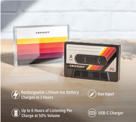 Crosley Cassette Tape Portable Bluetooth Speaker - Black by Deer Park Dist.