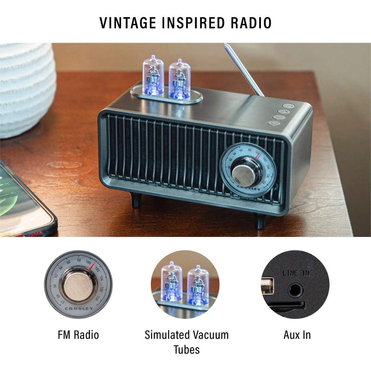 Crosley Milton Am/Fm Radio w/ Bluetooth, Black by Deer Park Dist.