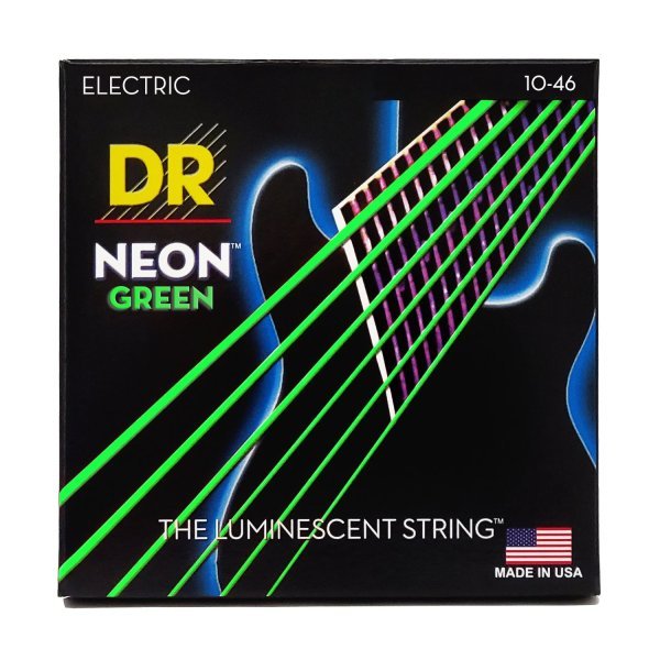 DR Strings Neon Green Coated Electric Guitar Strings, Medium (10 - 46) by Coast Music