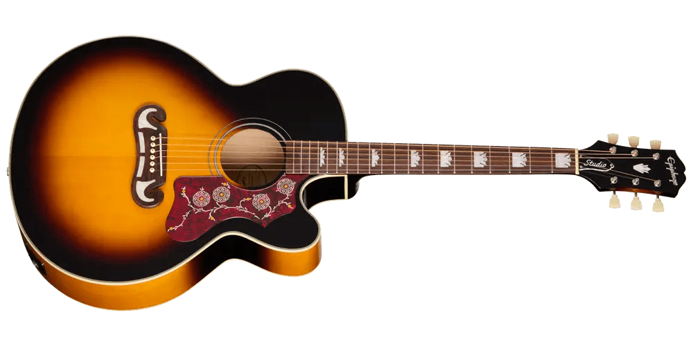 Epiphone J-200 Studio EC Acoustic/Electric Guitar with Gigbag - Vintage Sunburst by Epiphone