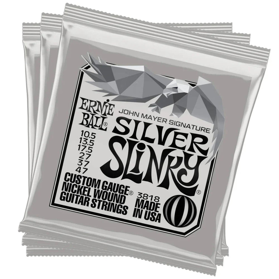 Ernie Ball 3818EB John Mayer Silver Slinky Signature Electric Guitar Strings (3 pack) by Yorkville