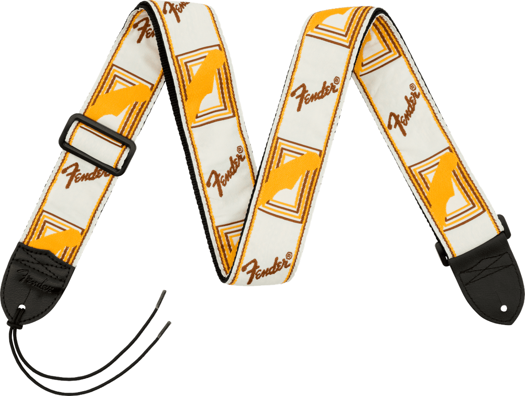 Fender 2'' WeighLess Monogrammed Strap - White/Black/Yellow by FMIC