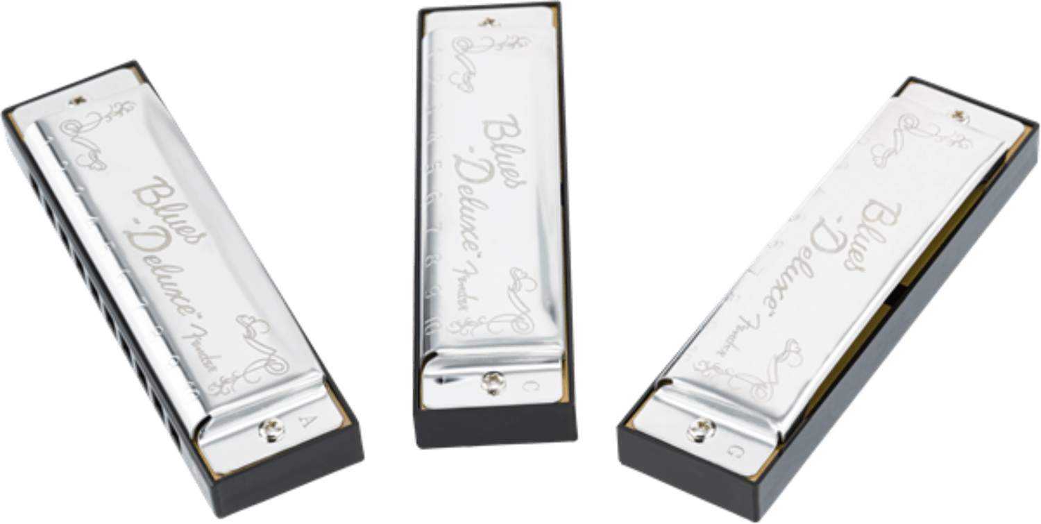 Fender Blues Deluxe Harmonica, Pack of 3, with Case by FMIC