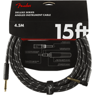 Fender Deluxe Series Instrument Cable, Straight/Angle, 15' Black Tweed by FMIC