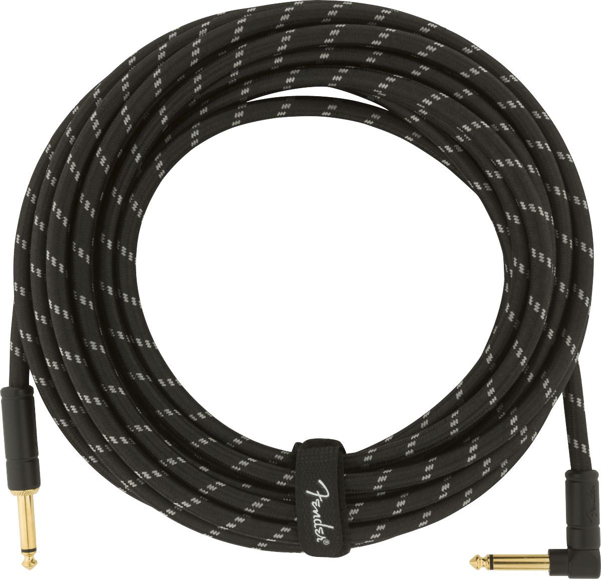 Fender Deluxe Series Instrument Cable, Straight/Angle, 25' Black Tweed by FMIC