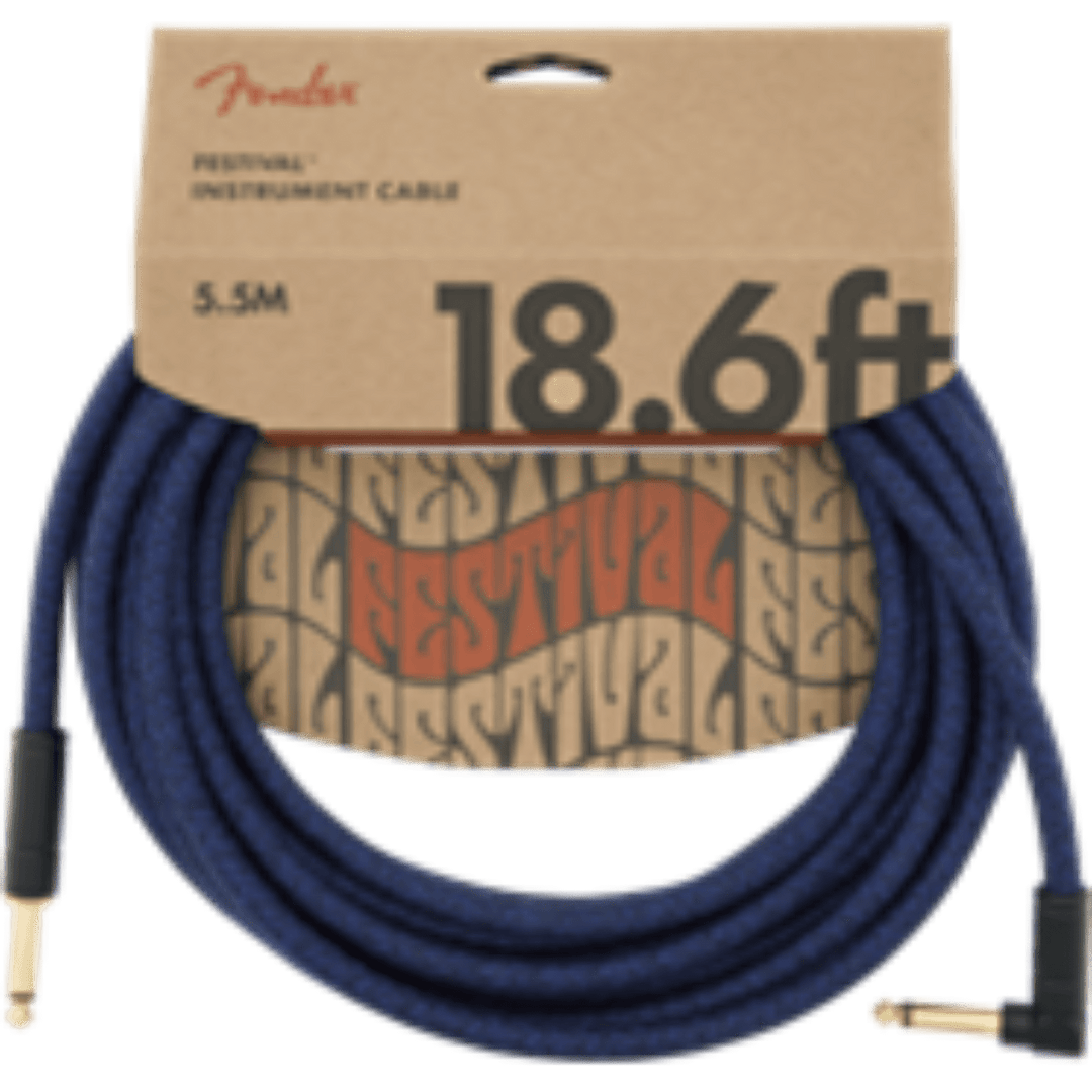 Fender Festival Instrument Cable, Straight/Angle, 18.6', Pure Hemp, Blue Dream by FMIC