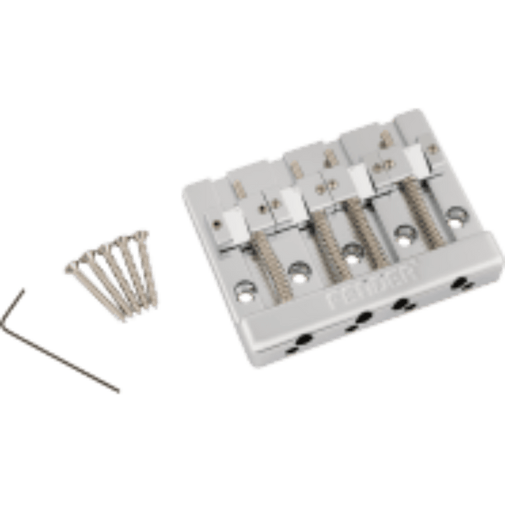 Fender® HiMass™ 4 - String Bass Bridge Assembly With Brass Saddles, Chrome by FMIC